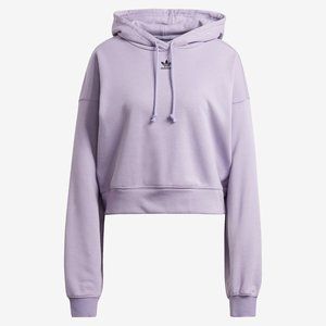 adidas Originals Women's Loungewear Adicolor Essentials Cropped Purple Hoodie XS